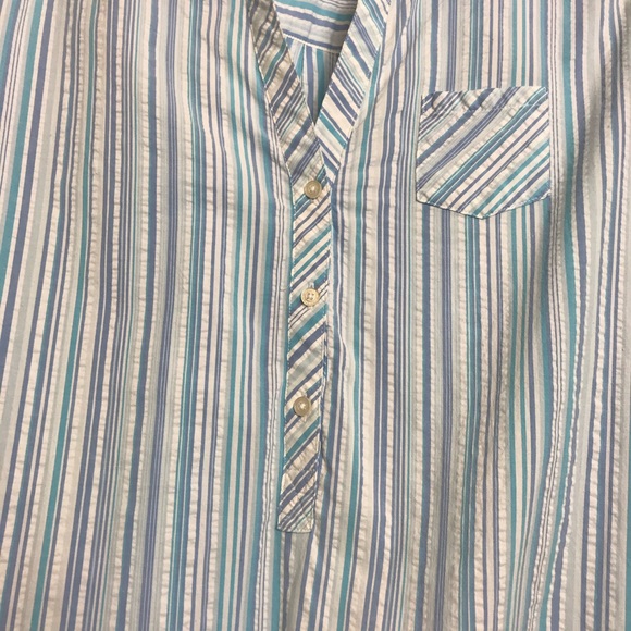 Southern Tide Marina Stripe Seersuscker Button-Front Popover Tunic Blue White - Picture 7 of 13